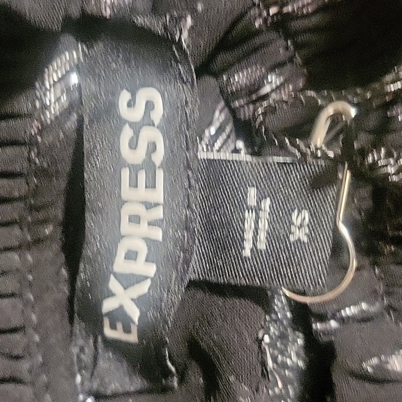 Express Black with Silver Thread Smocked Waist Full Sleeve Blouse - Size XS - Picture 10 of 12